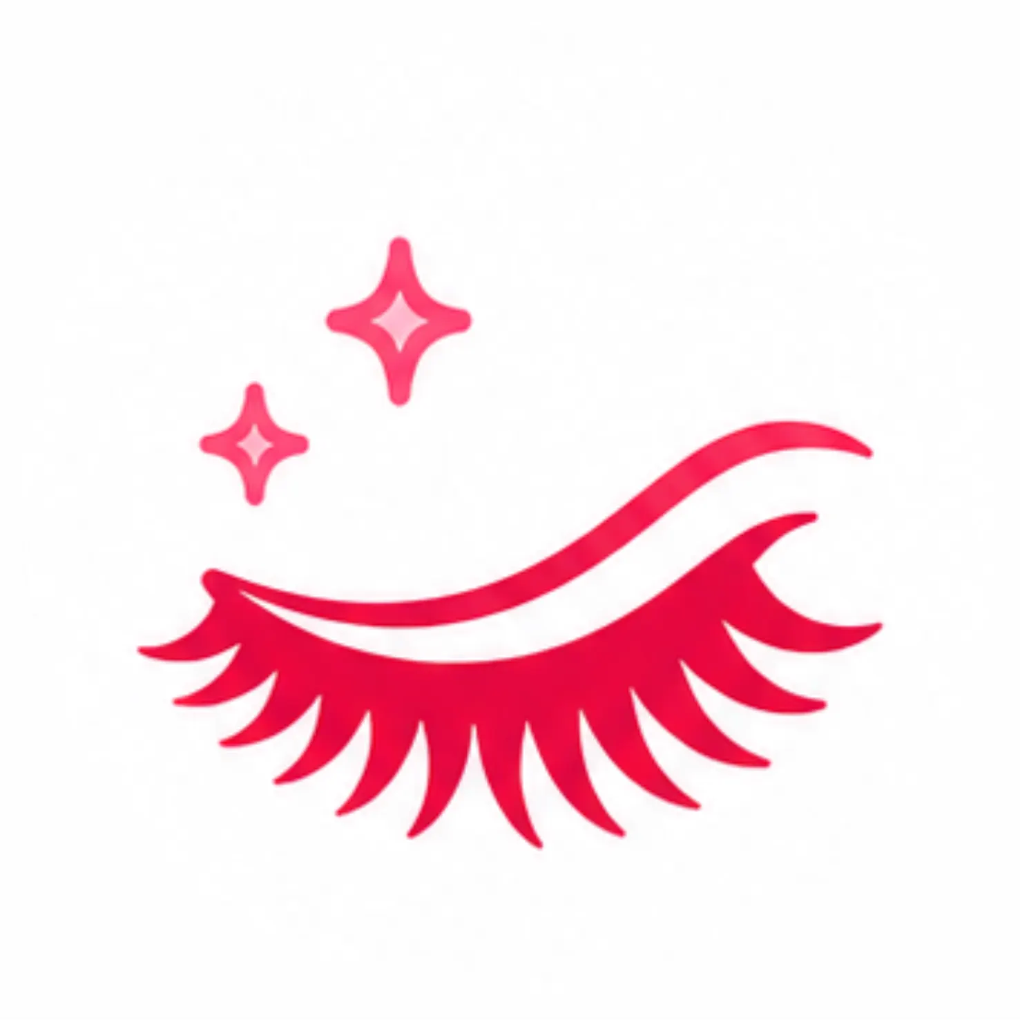 Ícono magenta de pestañas largas y tupidas con estrellas. Muestra el efecto de crecimiento y nutrición de pestañas con productos naturales de Amanitas.pe.