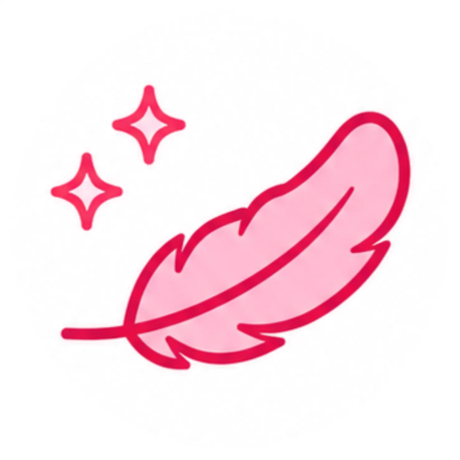 Ícono magenta de pluma con destellos. Simboliza la tersura, suavidad y sedosidad natural en la piel y el cabello con los aceites de Amanitas.pe.