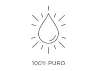 Ícono de gota radiante con la frase 100% Puro. Garantiza la calidad y pureza de los aceites vegetales y productos cosméticos de Amanitas.pe.